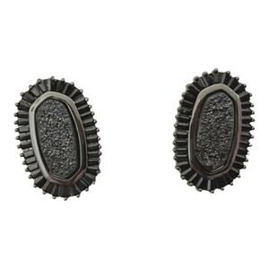 Kendra Scott Baguette Ellie Drusy Stud Earrings, Gunmetal‎ Black New!!!